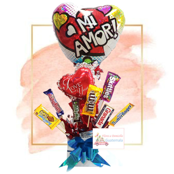 Arreglos de globos y chocolates