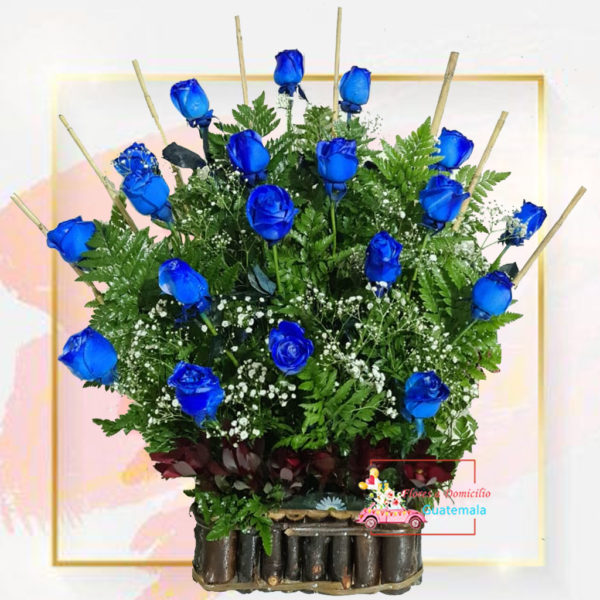 Arreglo de rosas azules