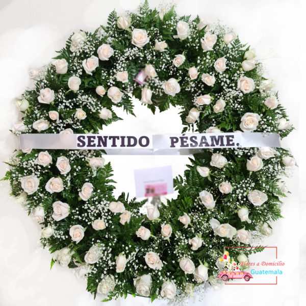 Corona funebre con rosas