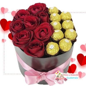 Arreglo de rosas y chocolates