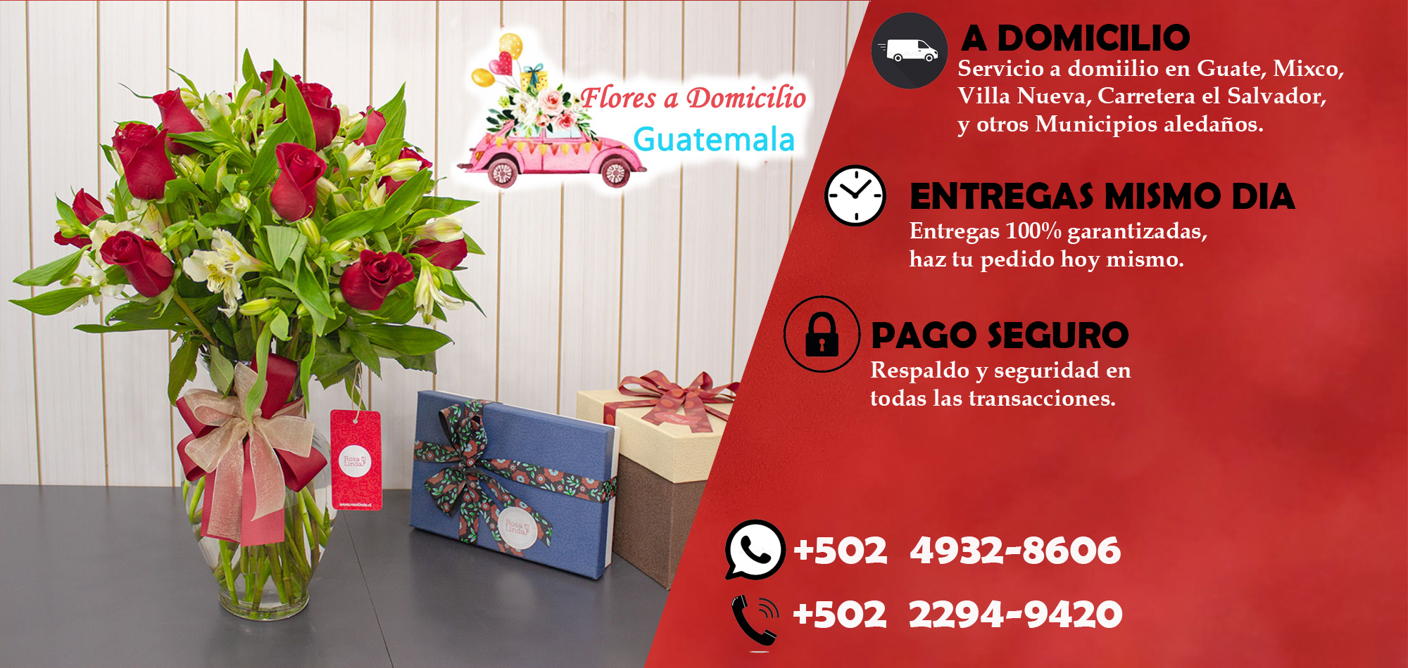 Flores a domicilio Guatemala a gratis en la mayoría de las zonas de la ciudad capital y Mixco
