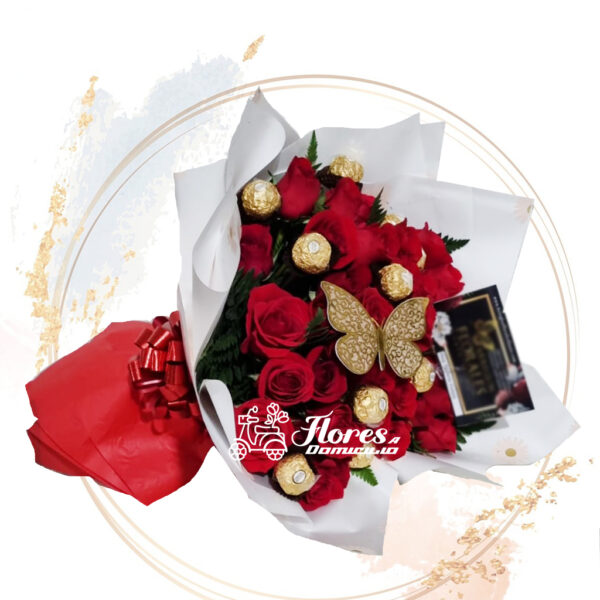 Ramo de rosas y chocolates